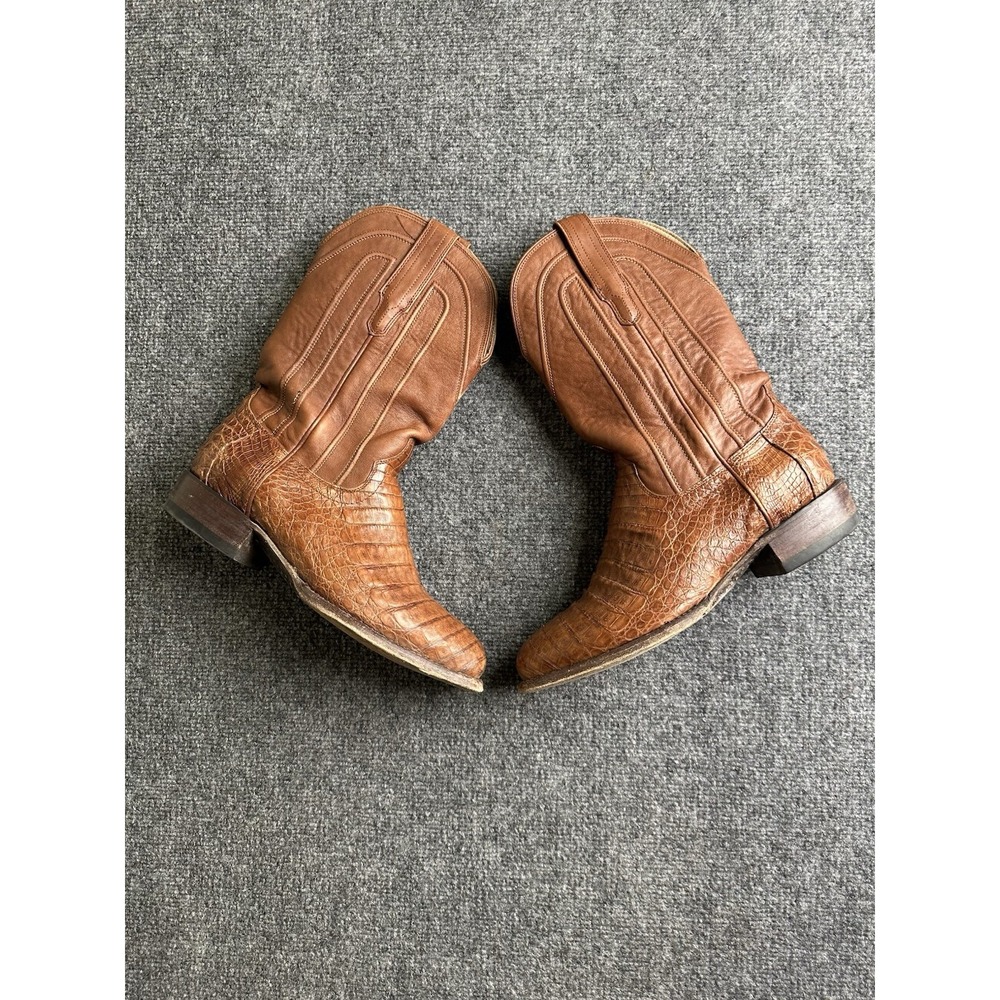 Men's Tecovas The Dillon Pecan Caiman Leather Cowboy Boots, Size 9.5 EE